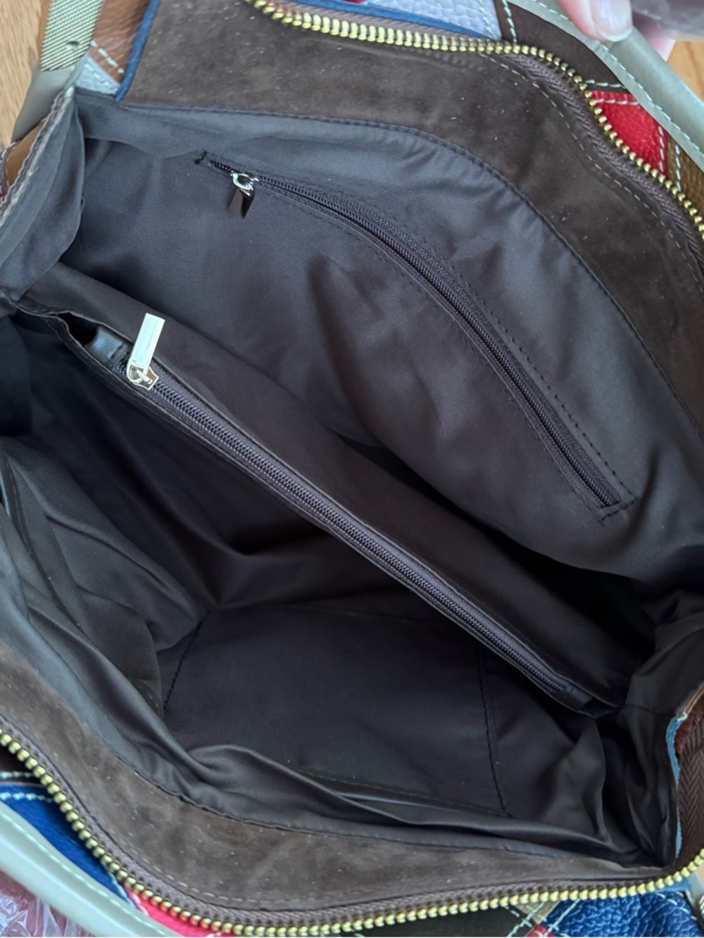 Patchwork Multicolor Leather Satchel Handbag - Picture 5 of 5